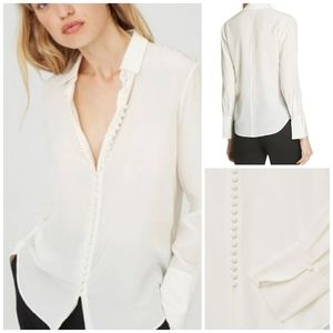 NWOT Club Monaco | Helek Silk Blouse Blanc De Blanc
